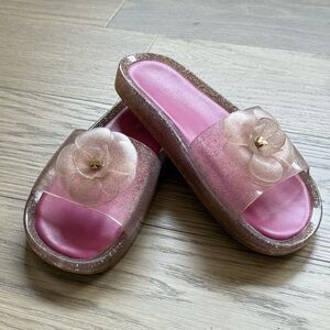 Kate Spade Shoes Women 7 Splash Glitter Jelly Slide Sandals Flower Flat